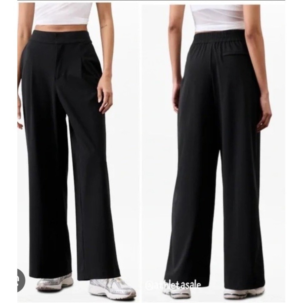 ATHLETA Pinnacle High Rise Trouser Women's 4 Petite Black Pant #472041 NWOT $129
